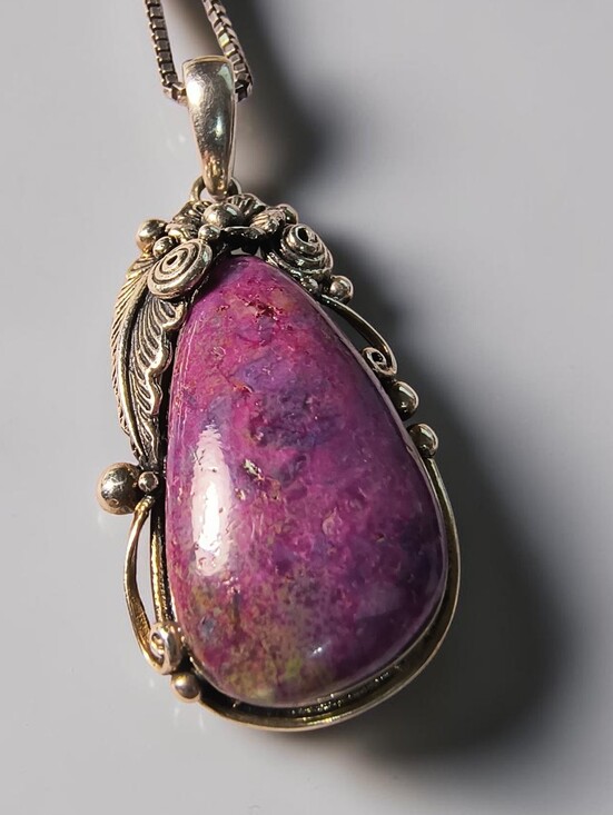 NK Silver Jewelry - Sterling Silver Purple Teardrop Pendant Necklace With Italy Sterling Chain